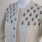 Vintage Beige Austrian Cardigan with Floral Embroidery Size XS-S