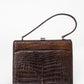 Rare 1940 Vintage Brown Crocodile Leather Bag by LANCEL