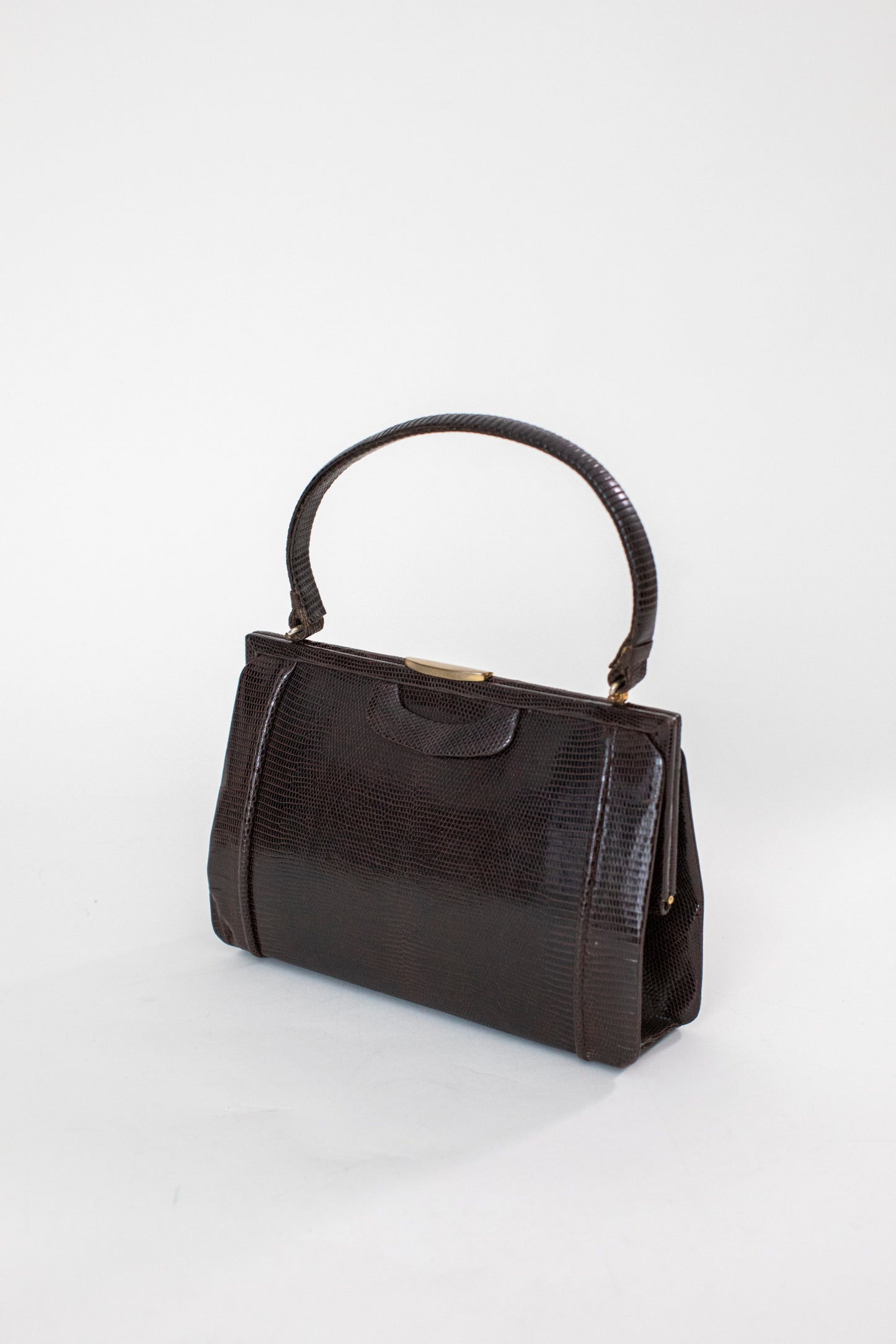 1960 Vintage Brown Snake Leather Handbag