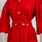 1980's Vintage Winter Austrian Red Dirndl Dress - Size M-L