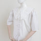1990s Vintage Sailor Collar White Cotton Blouse Size L-XL