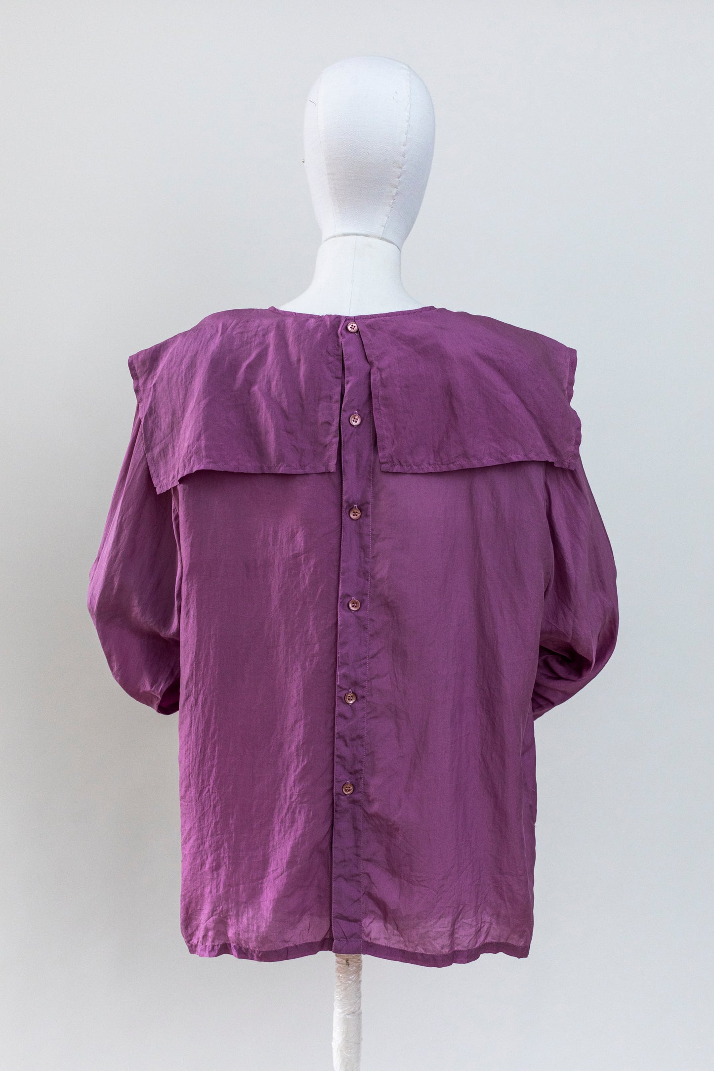 1980s Vintage Purple Silk Blouse Size M-L