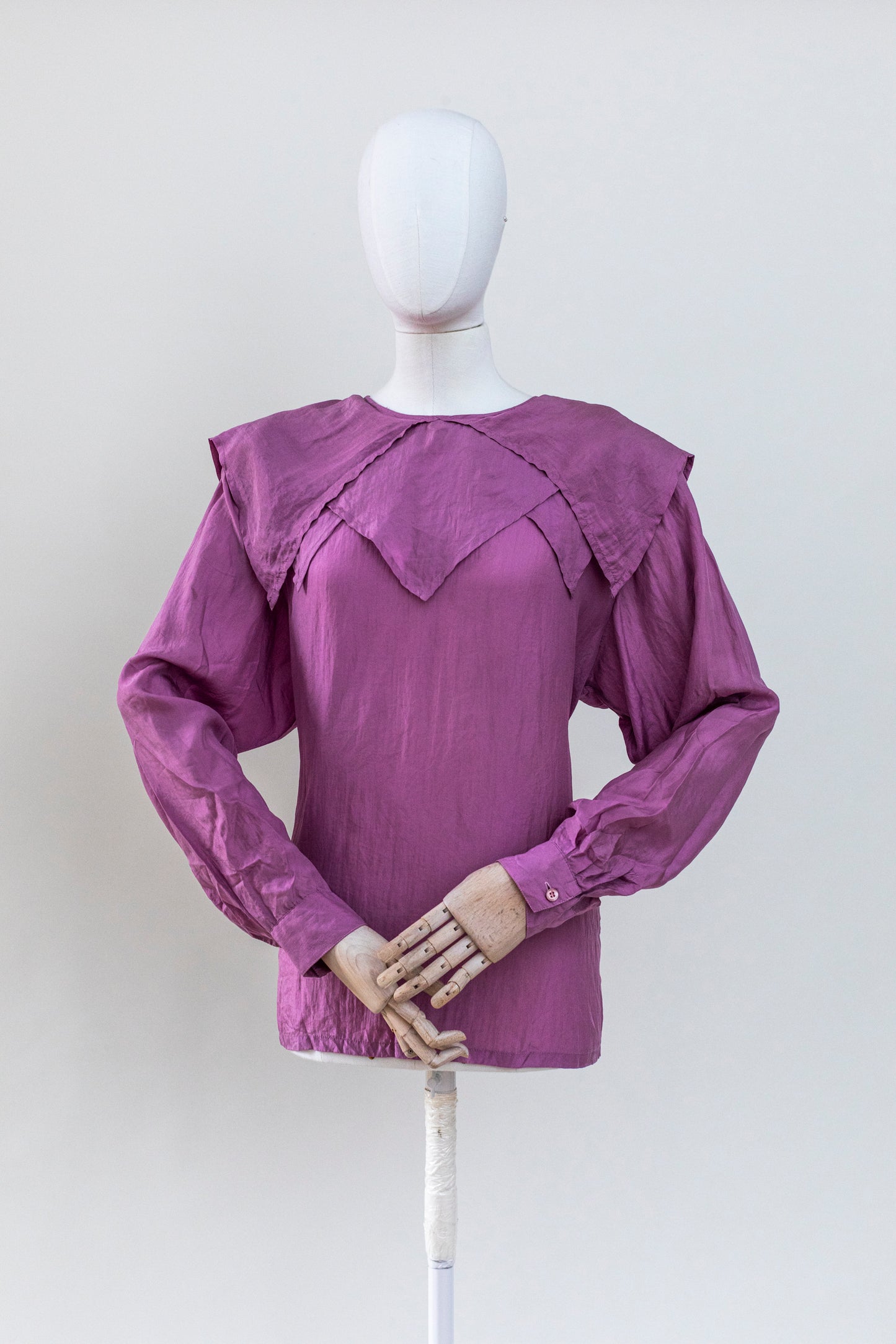 1980s Vintage Purple Silk Blouse Size M-L