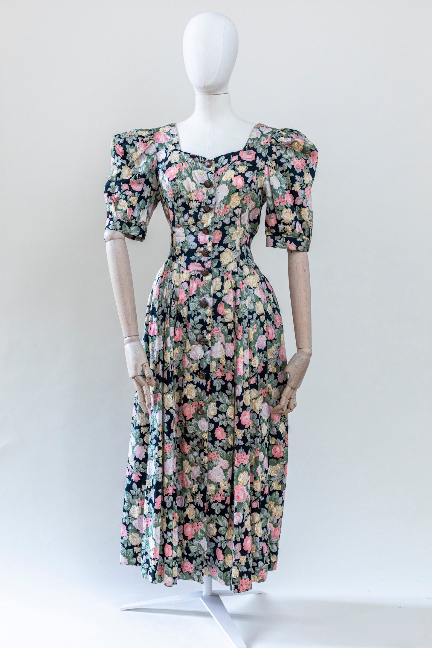 80s Floral Puff Sleeve Dress