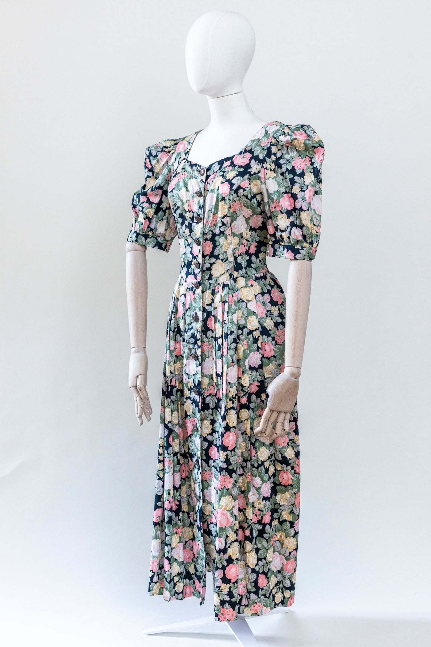 1980s Vintage Austrian Floral Midi Dress by Berwin&Wolf - Size XS-S
