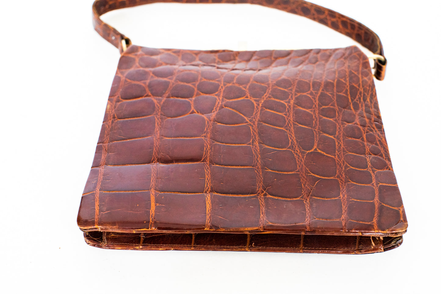 Vintage Burgundy Red Croc Leather Handbag