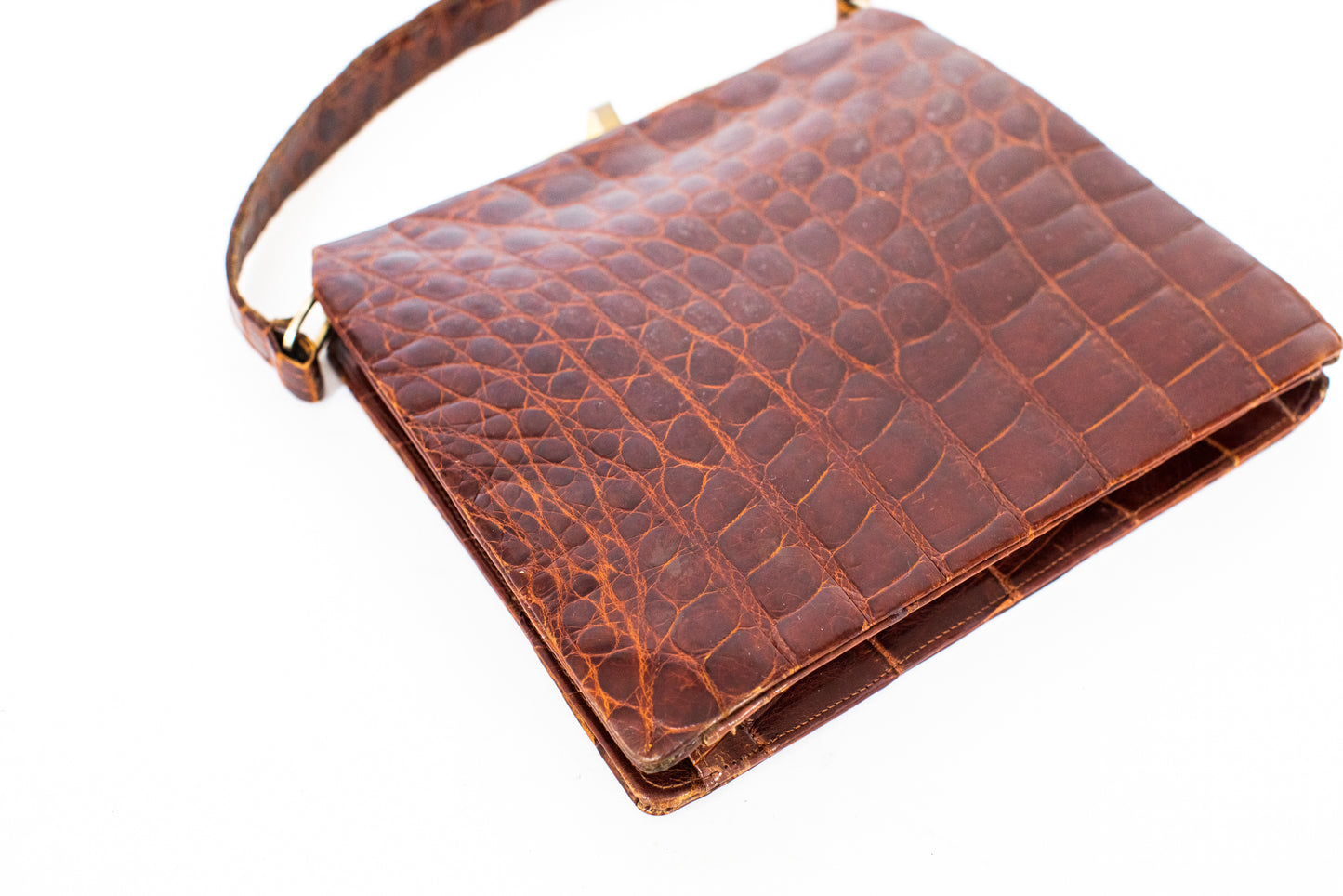 Vintage Burgundy Red Croc Leather Handbag