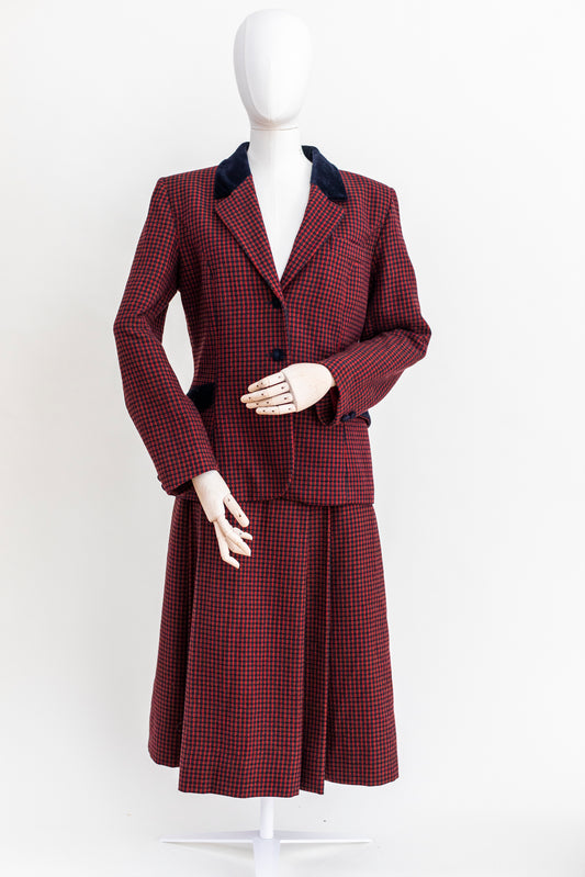 Vintage 90's Laura Ashley Skirt + Blazer Red Suit Size M