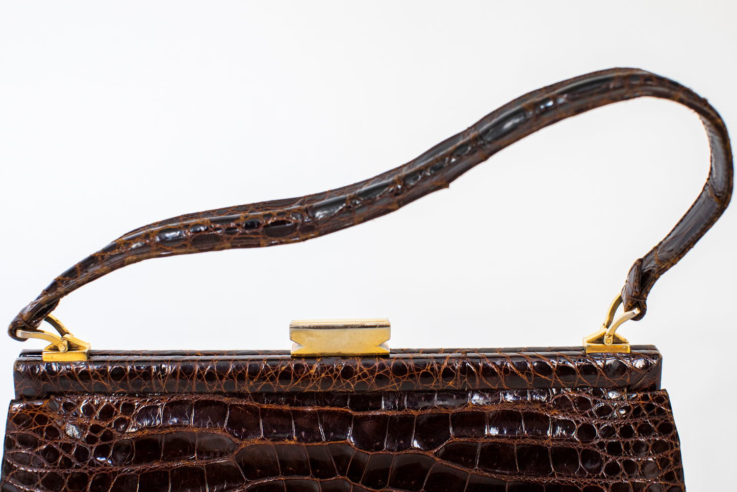 1970 Vintage Brown Crocodile Leather Handbag