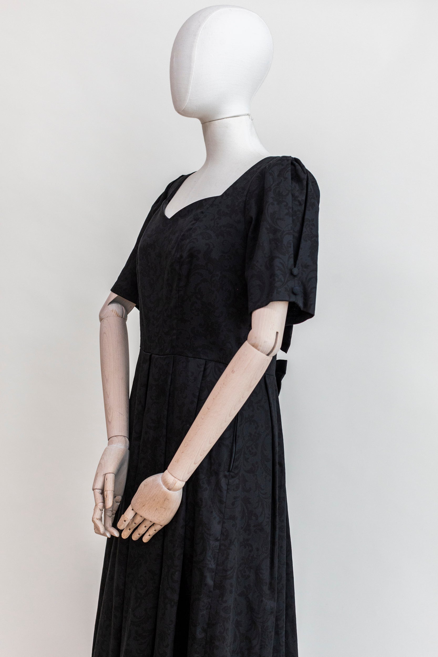 laura ashley black dress Vintage 90s Laura Ashley Black Dress: Orange Floral Print, Whimsigoth Cottagecore