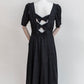1990s Vintage Laura Ashley Black Open Back Dress - Size S