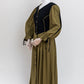 Vintage Austrian Black Green Linen Dress - Size M