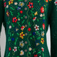 Vintage Green Hand Knitted Austrian Cardigan with Floral Embroidery Size L