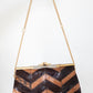 1970 Vintage Brown Color Block Snake Leather Shoulder Purse