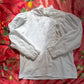 1980s Vintage embroidered cotton white blouse Size S-M