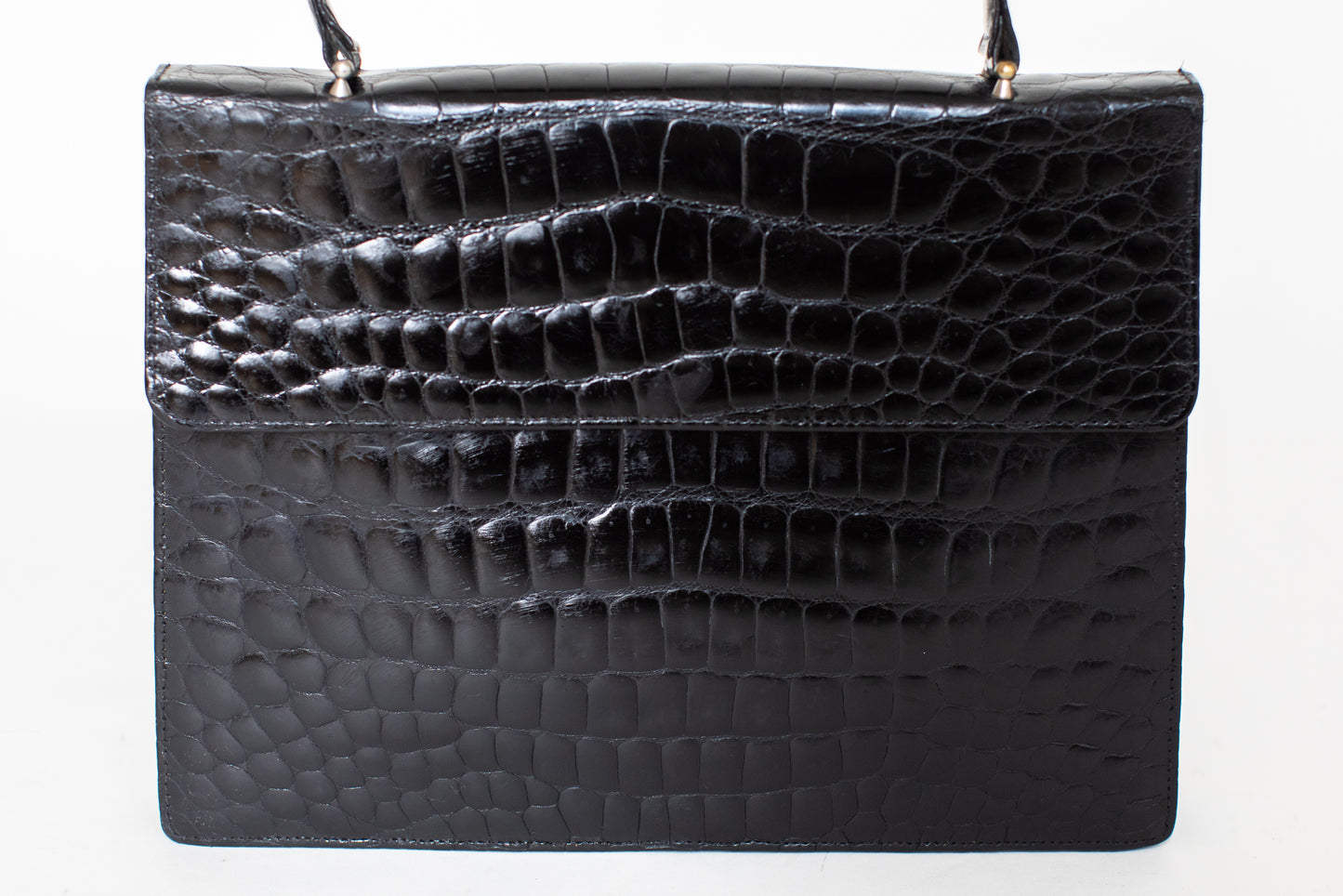 1970 Vintage Croc Leather Black Suitcase Bag