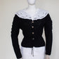 Vintage Black Hand Knitted Austrian Cardigan with 3D Pom Pom Embroidery Size XS-S
