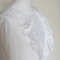 1980s Vintage Embroidered White Cotton Blouse Size XS-S