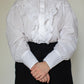 1980s Vintage White Cotton Lace Blouse Size L-XL