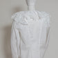 1980s Vintage White Cotton Blouse with Large Lace Collar Size S-M