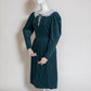 1980s Vintage Laura Ashley green cord dress with a detachable collar - Size M