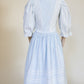 1990's Vintage Sportalm Blue Cotton Dress with Lace and Frills  - Size XS
