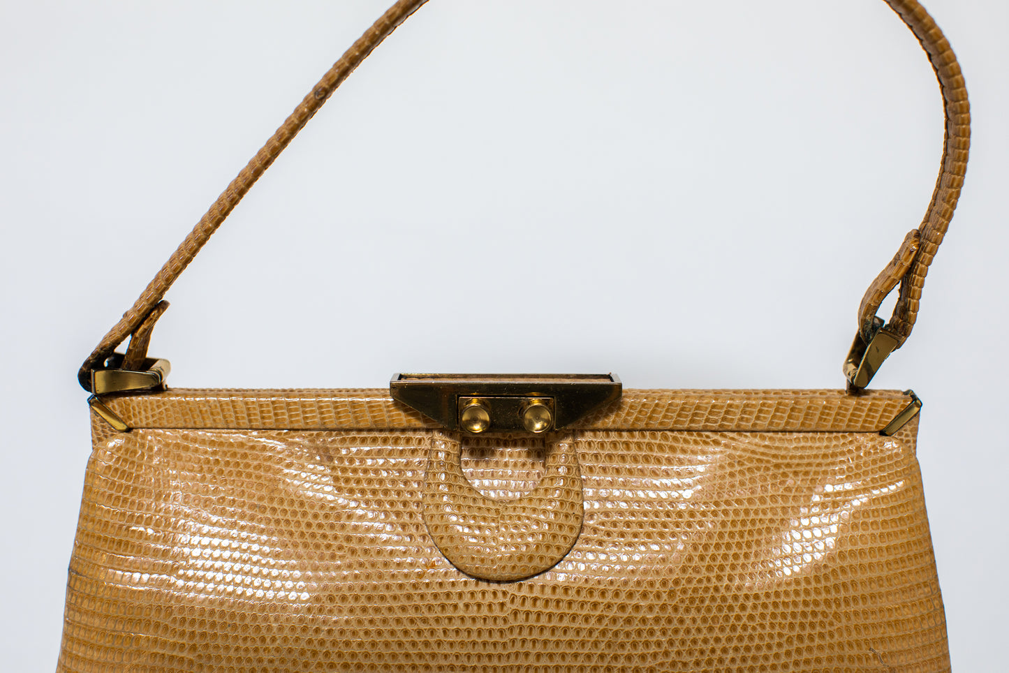 1970 Vintage Beige Snake Leather Handbag