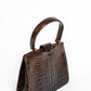 1960 Vintage Brown Croc Leather Handbag