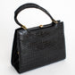 1970 Vintage Black Croc Leather Handbag